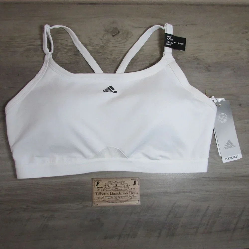 Adidas Women's LG D-DD Aeroreact Training Light Support Sports Bra White